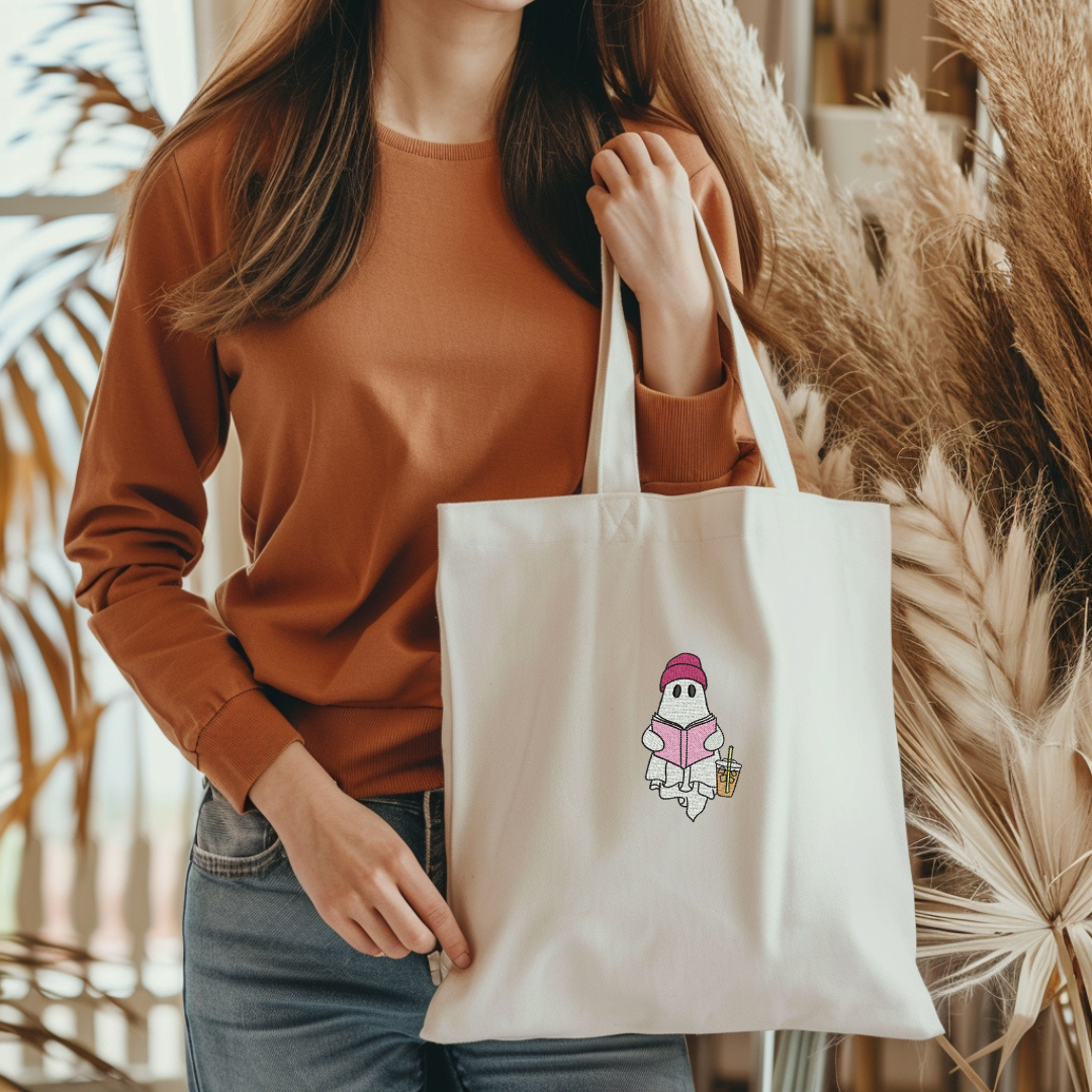 Tote Bag Ricamata - Ghost Reading