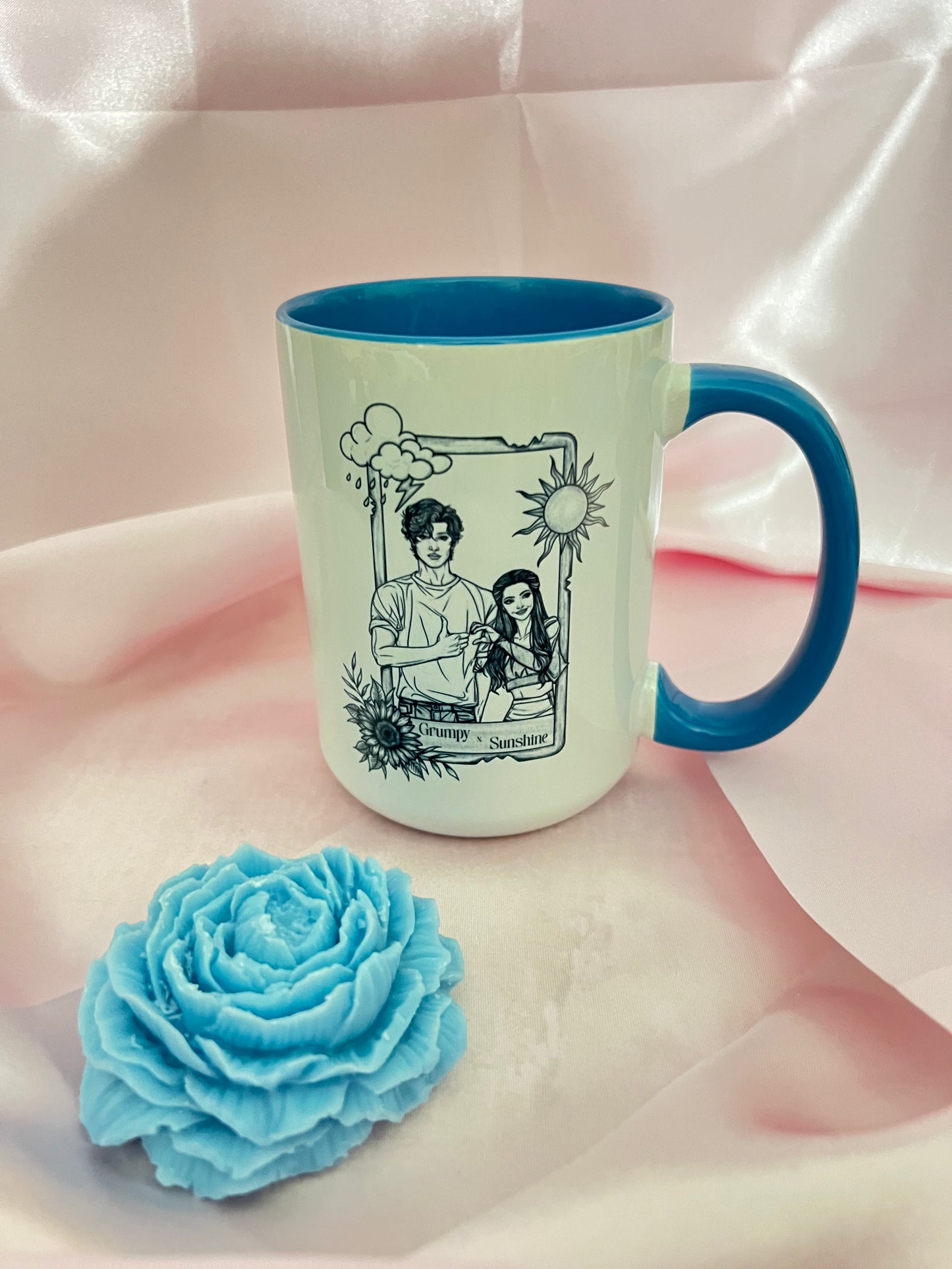 Tazza smussata interno azzurro "Grumpy x sunshine"