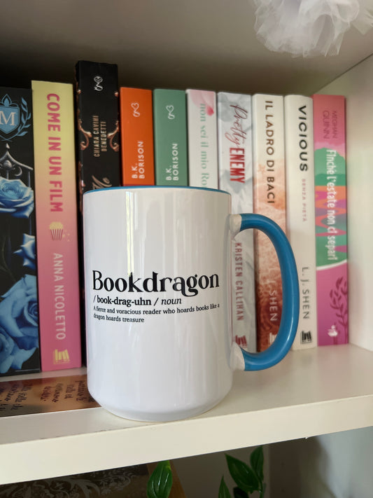 Tazza smussata Book Dragon interno azzurro